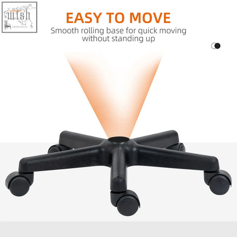 Black five-star office chair base with smooth-rolling casters for homcom hydraulic swivel spa stool 42-54cm adjustable height
