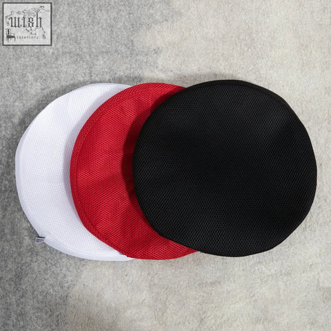 Three circular mesh cushion pads in white red and black for homcom hydraulic swivel salon spa stool 42-54cm adjustable height
