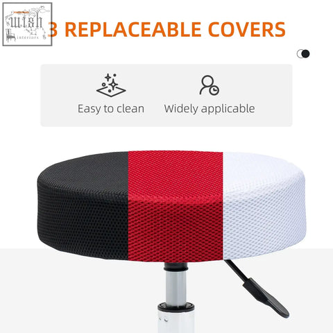 Homcom hydraulic swivel salon spa stool with 42-54cm adjustable height and three-color mesh replaceable covers