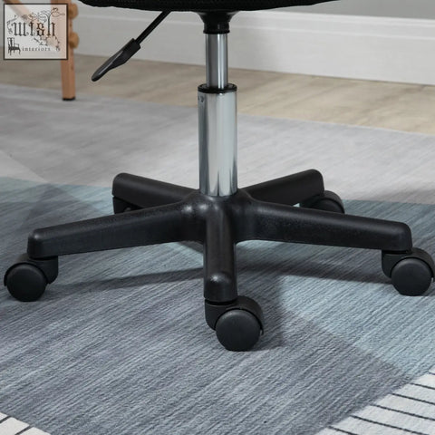 Black five-star base with chrome column and black casters for homcom hydraulic swivel salon stool with 42-54cm adjustable height