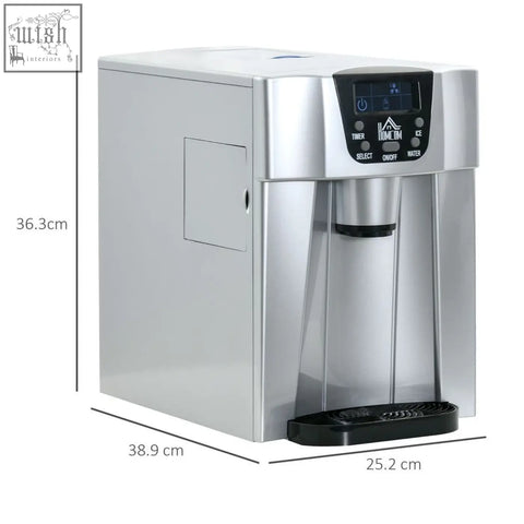 Silver stainless steel countertop water dispenser with black control panel and base for homcom ice maker no plumbing needed