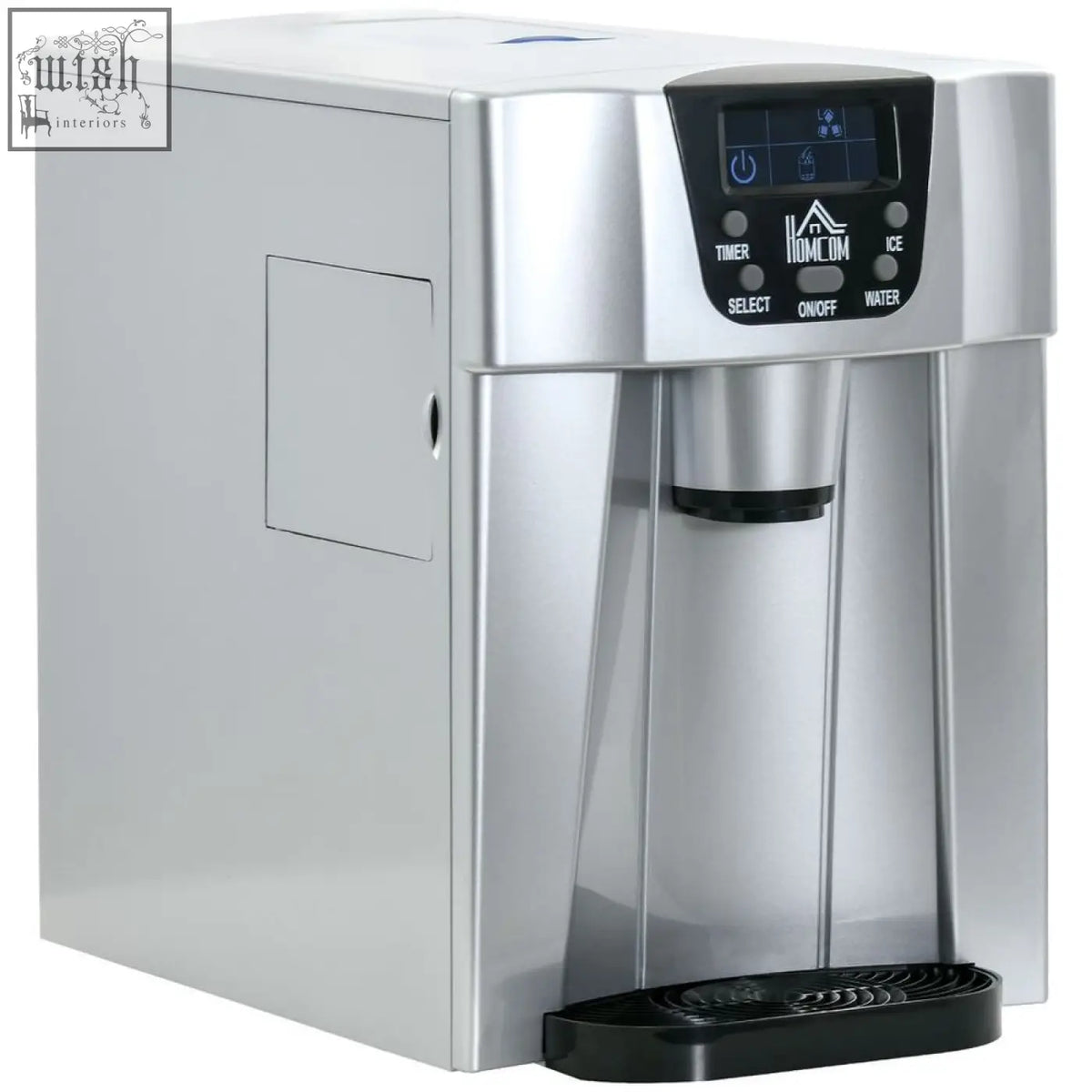 Silver stainless steel countertop water dispenser with black control panel and drip tray by homcom no plumbing needed
