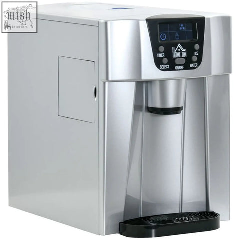 Silver stainless steel countertop water dispenser with black control panel and drip tray by homcom no plumbing needed