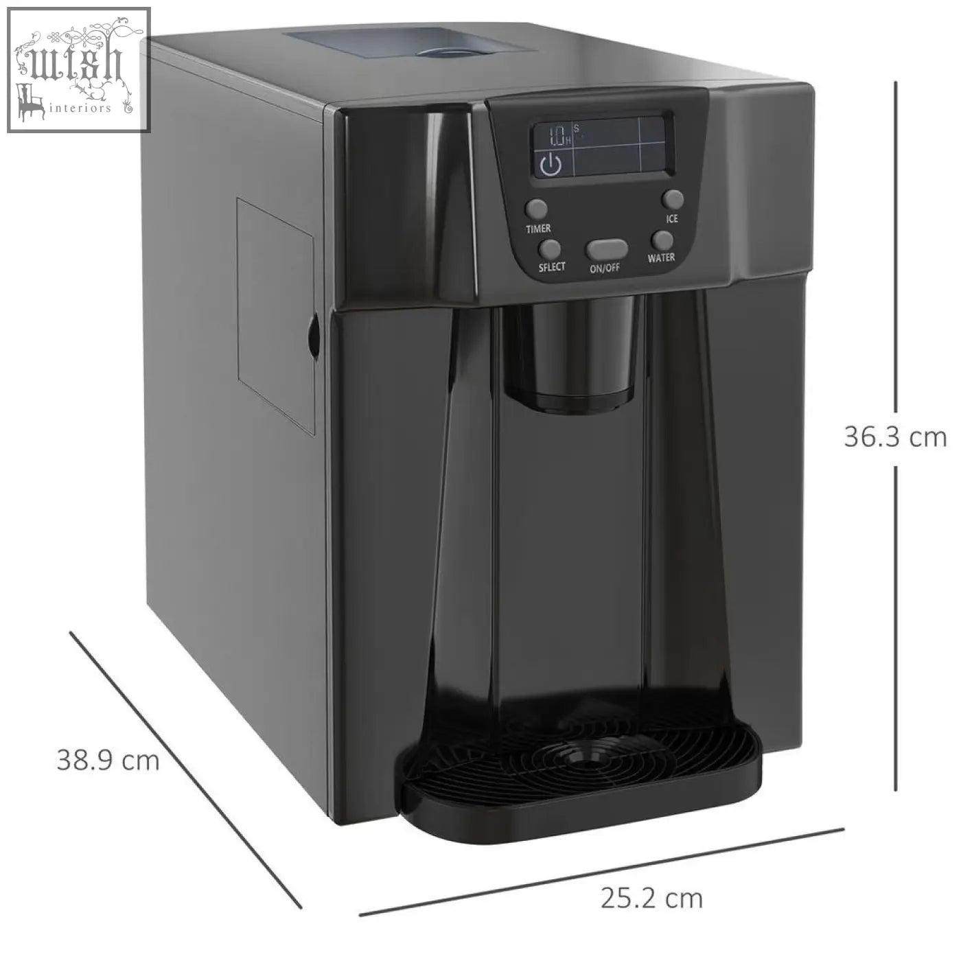 Black countertop homcom ice maker machine and water dispenser with digital control panel no plumbing required