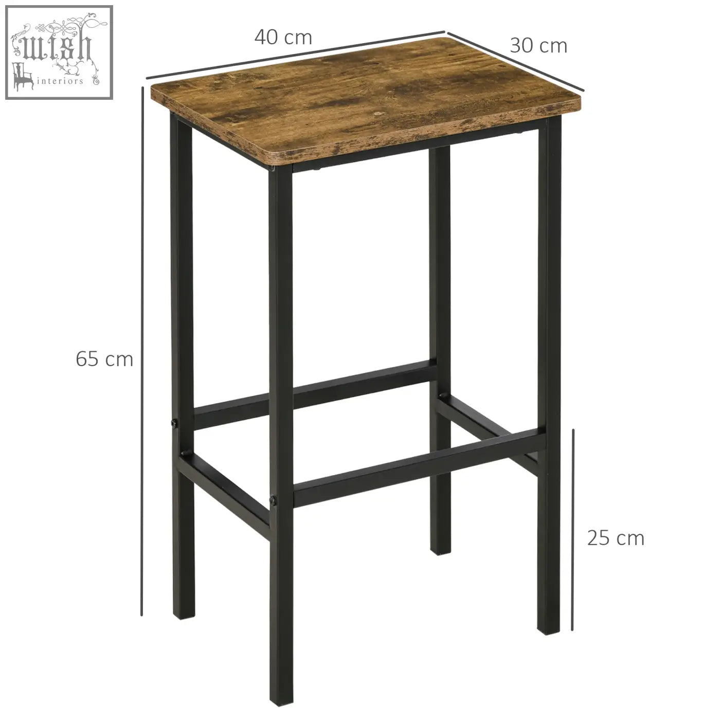 Rustic brown homcom industrial bar stools with particle board seats and black metal legs for kitchen or home pub