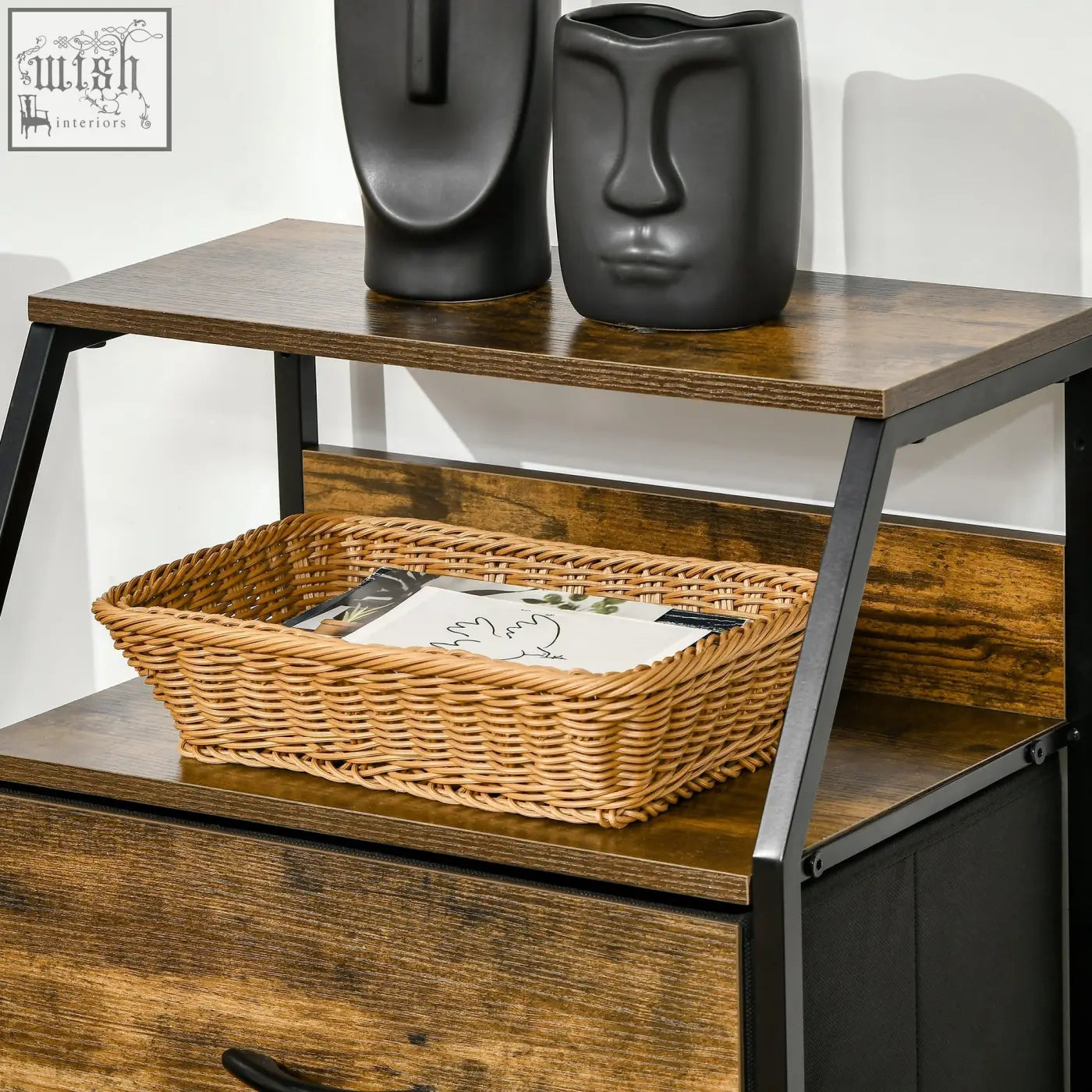Woven wicker rectangular basket with natural tan hue and tight weave for homcom living room fabric drawers steel frame storage unit