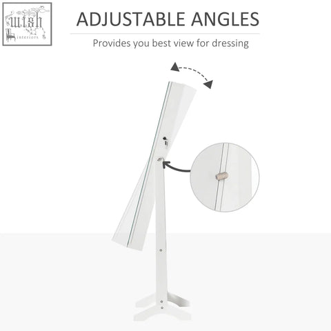 White homcom jewellery cabinet with led light, adjustable mirror, earring slots, necklace hooks, and sturdy tripod base