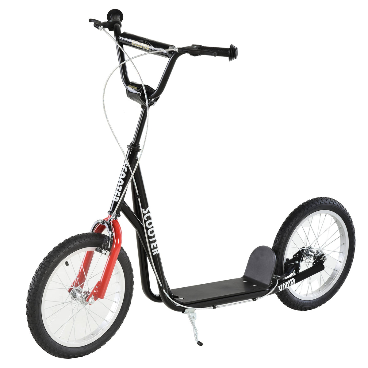 Black and red HOMCOM kids kick scooter with adjustable height and rubber wheels for boys and girls 5 plus years old