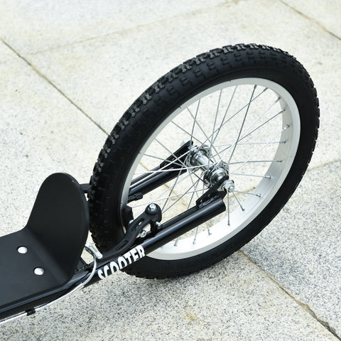 Black homcom kids kick scooter with adjustable height rubber wheels white rim and anti slip deck for ages 5 plus