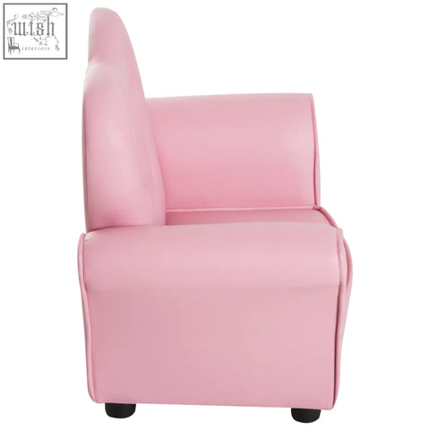 Homcom kids pink faux leather toddler armchair with rounded edges solid wood frame en71-1-2-3 safe seating