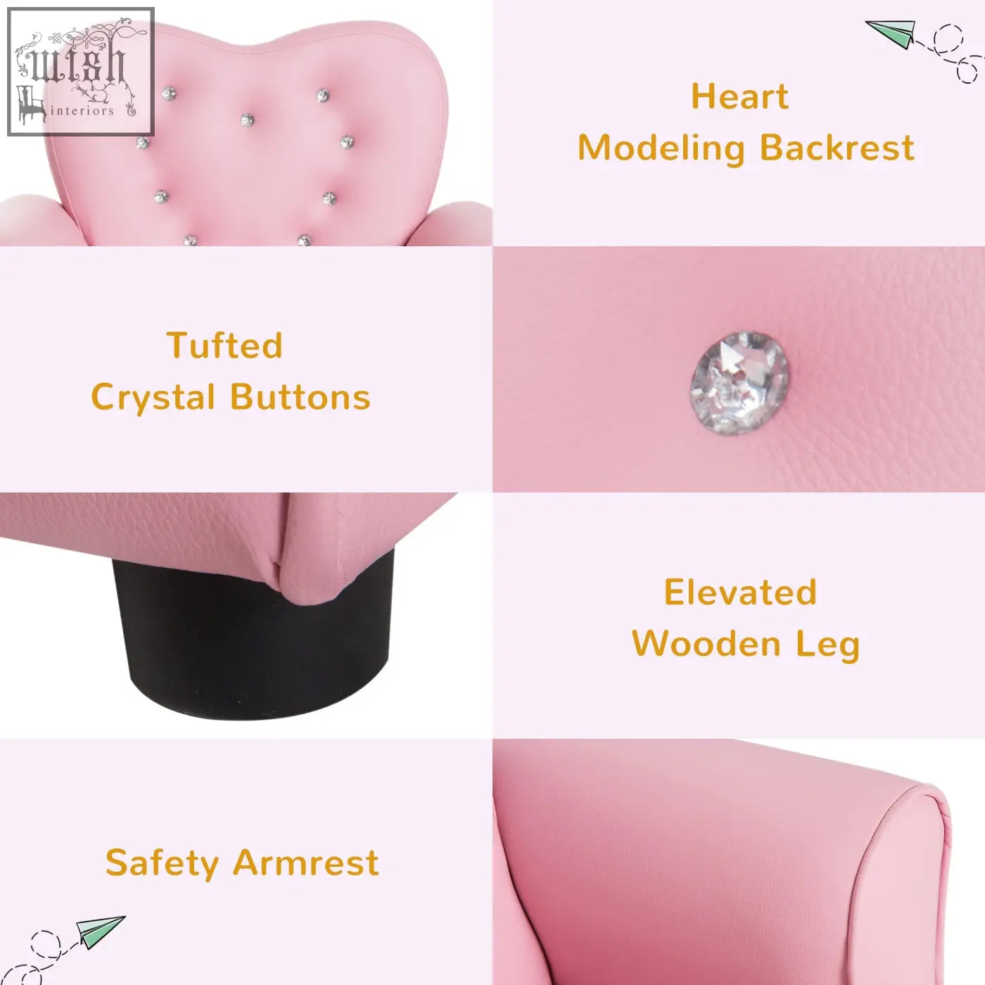 Pink heart-shaped homcom kids armchair with tufted crystal buttons and solid wood legs for playroom seating en71-1-2-3 certified