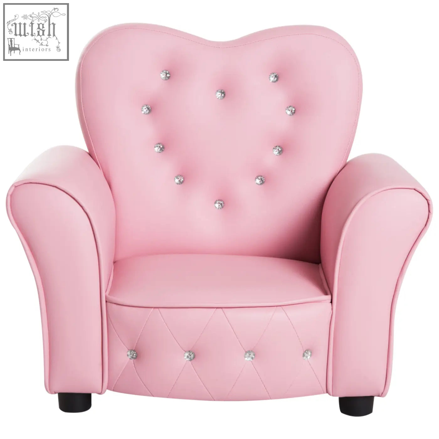 HOMCOM kids pink heart-shaped toddler chair with quilted leather, silver rhinestones, solid wood frame, en71-1-2-3 certified