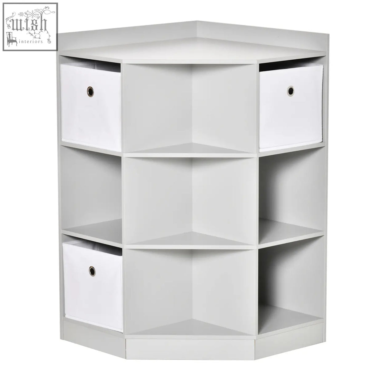 Homcom kids white corner storage unit with three drawers and open shelves for bedroom toy organizer