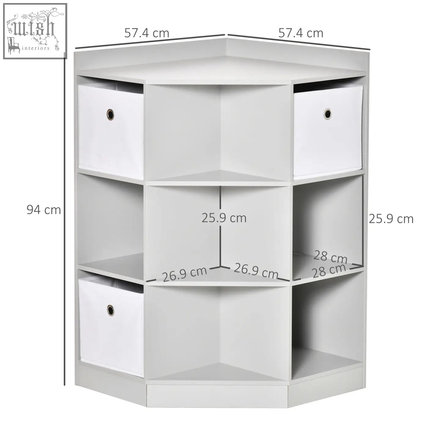 Gray homcom kids corner storage unit with nine compartments and three white non-woven fabric drawers for playroom