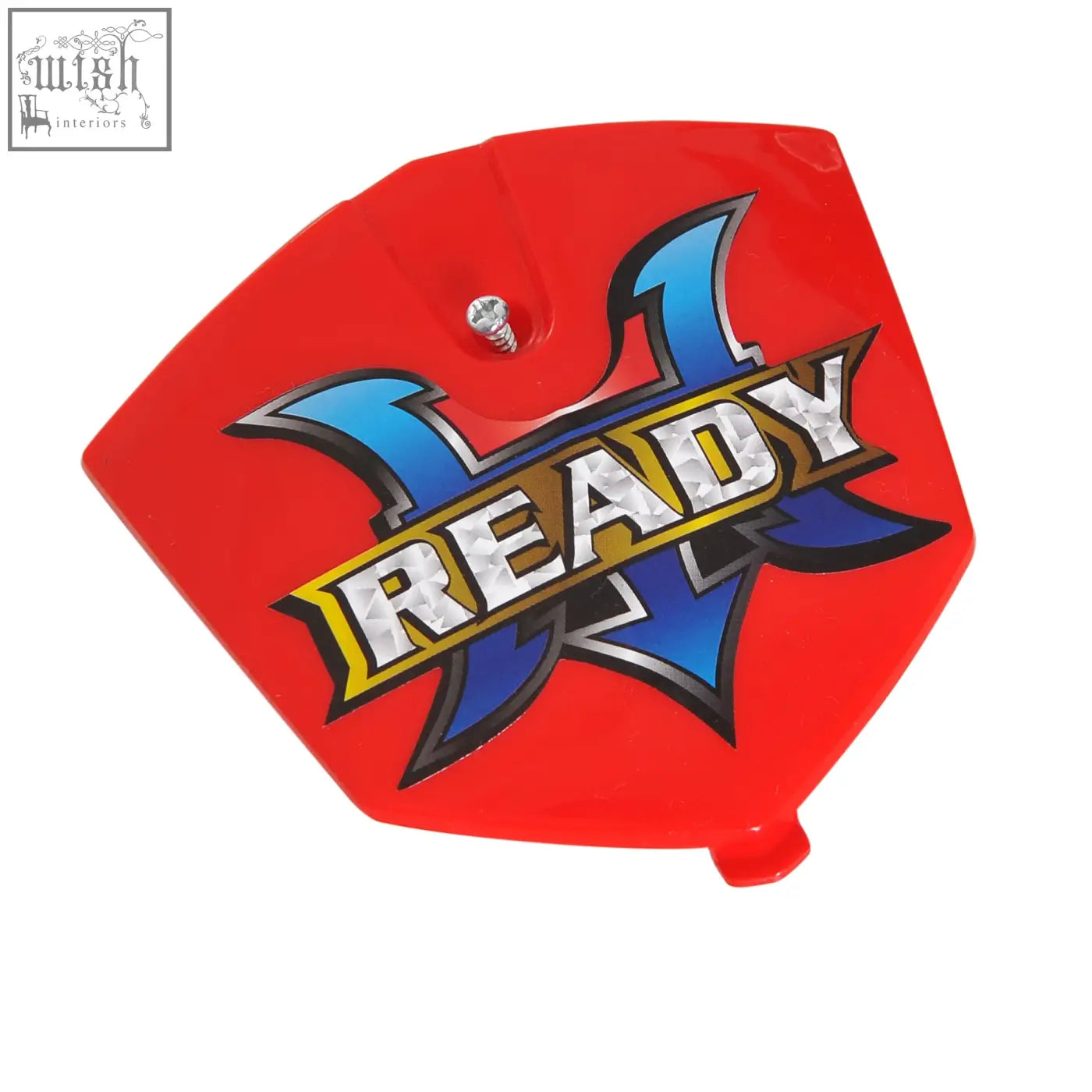 Red plastic motocross front fender cover with blue silver ready logo for homcom kids ride toy off road bike with rugged tires