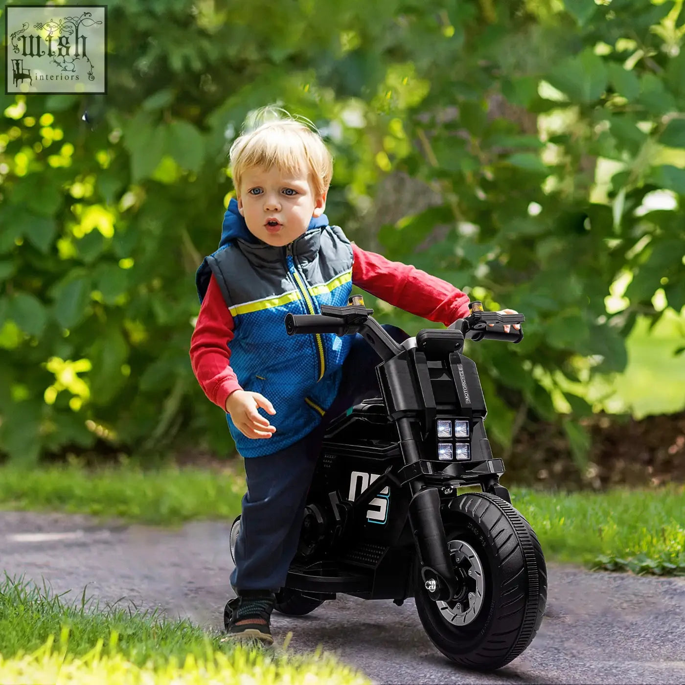 Black homcom kids electric motorbike toy with illuminated front lights working horn and bold 03 decal for ages 3-5