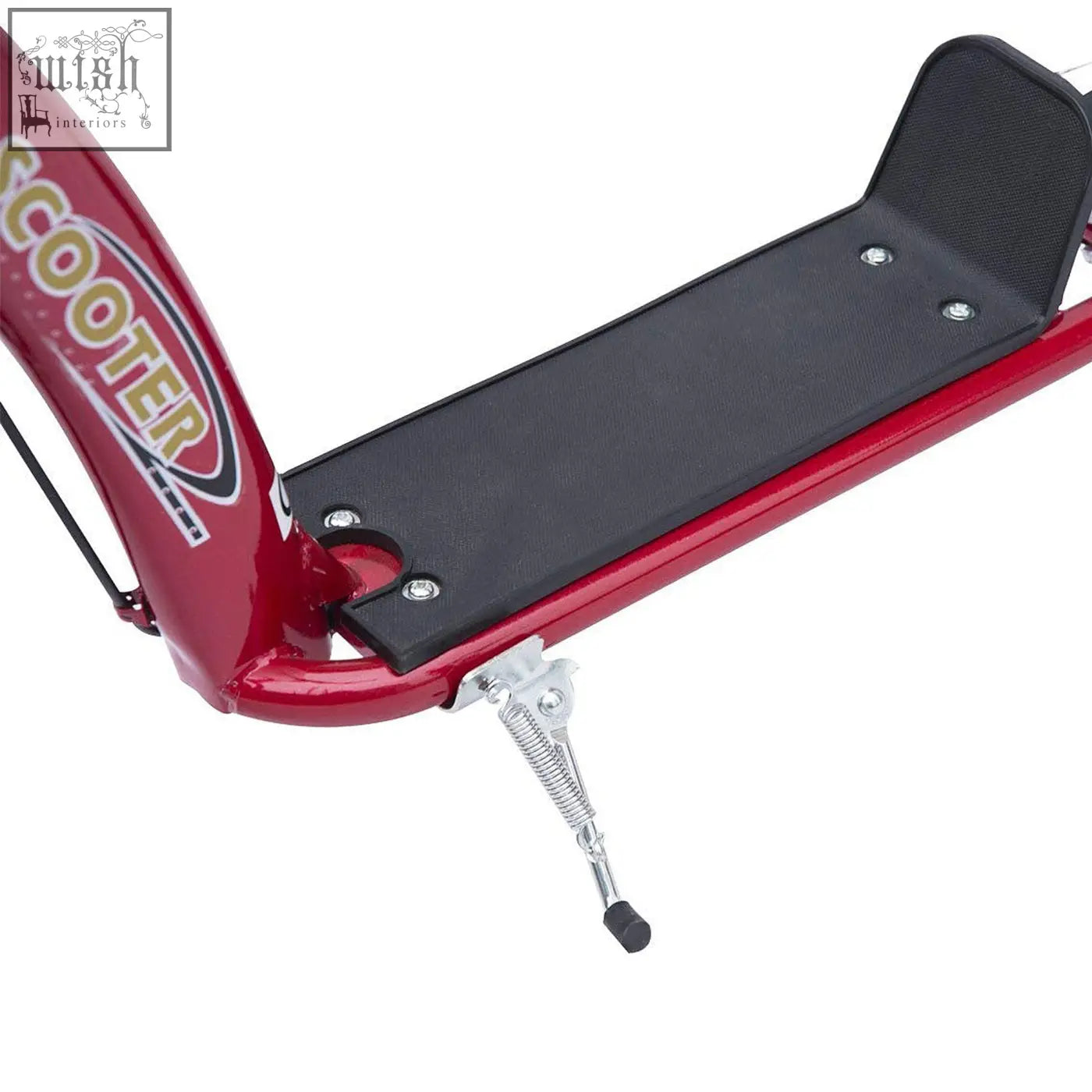 Red HOMCOM kids scooter with black foot deck, silver spring kickstand, 12 EVA tyres, rear brake, adjustable handlebars