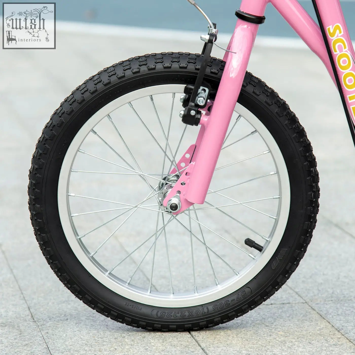 Pink homcom kids scooter with black rubber wheels silver rims and wide foot deck for ages 5 and up