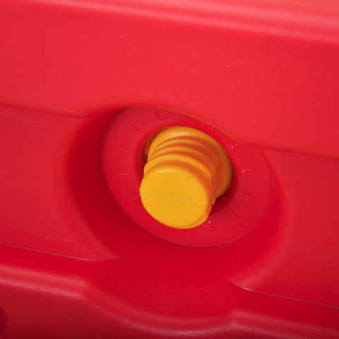 Bright red plastic container with yellow cap featured in homcom kids seesaw colorful animal design product image