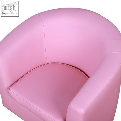 Pink bucket-style kids armchair with solid wood structure thick padding and anti-skid foot pads from homcom