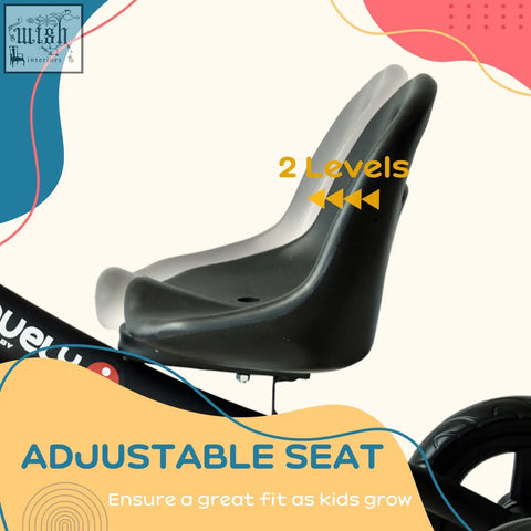 Black adjustable seat with ergonomic design on homcom kids trike metal frame with high weight capacity for toddlers