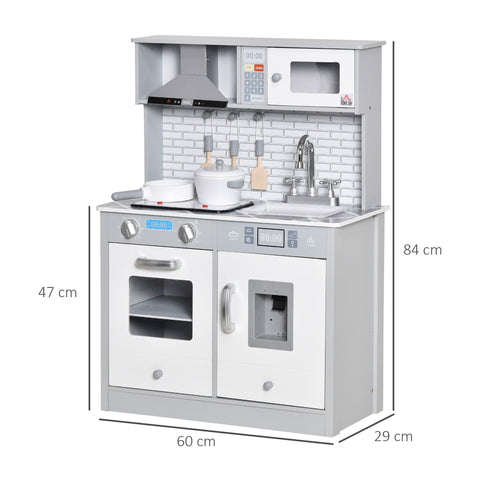 Gray and white pcs wooden kitchen set with ice machine and wooden kitchen accessories for kids 3-6 years old
