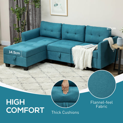 HOMCOM 'L' Shape Modular Sofa, with Storage - Light Blue