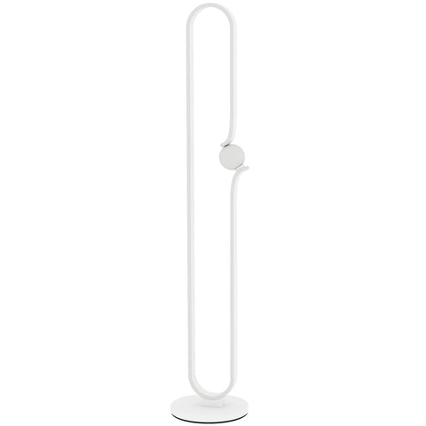 White minimalist led floor lamp with curved metal frame, night light, led strip, and foot switch for living room use