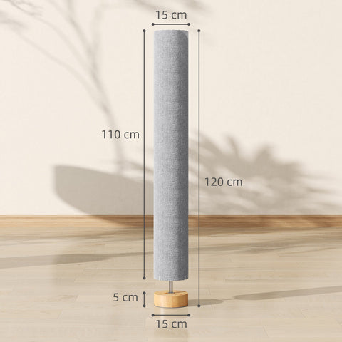 Homcom led floor lamp with a grey linen shade and natural wood base featuring 3000k 4500k 6500k color temps
