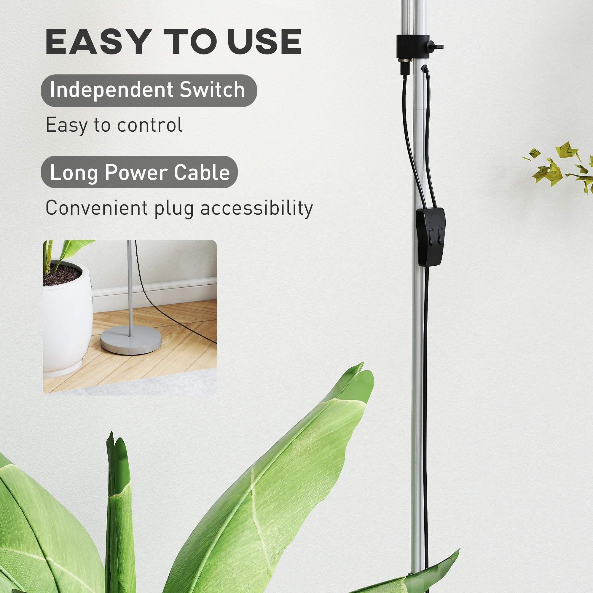 Silver finished homcom floor lamp with adjustable gooseneck and 3000k 4500k 6500k color temperatures