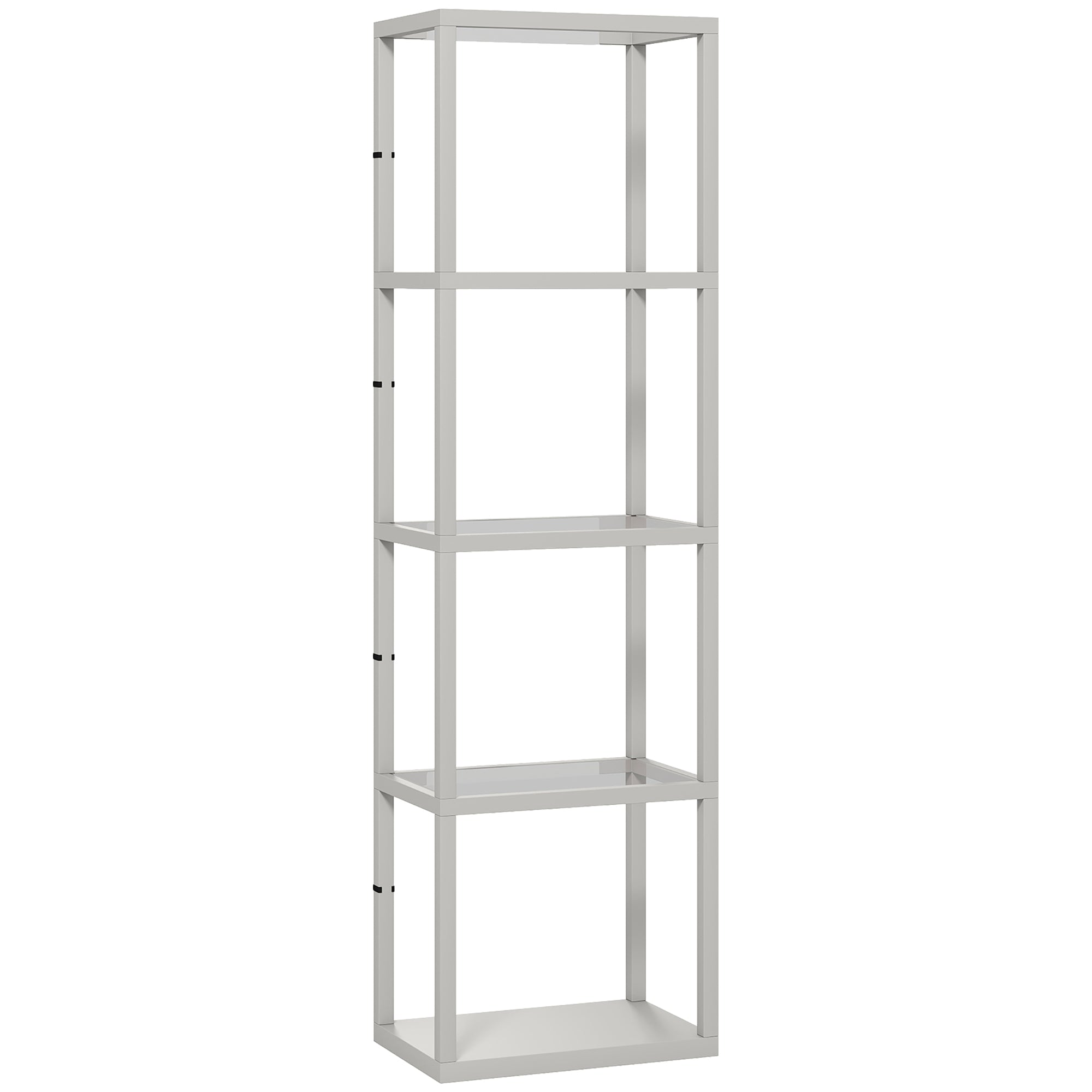 Gray metal shelving unit with four tempered glass shelves from homcom led floor lamp with warm white light