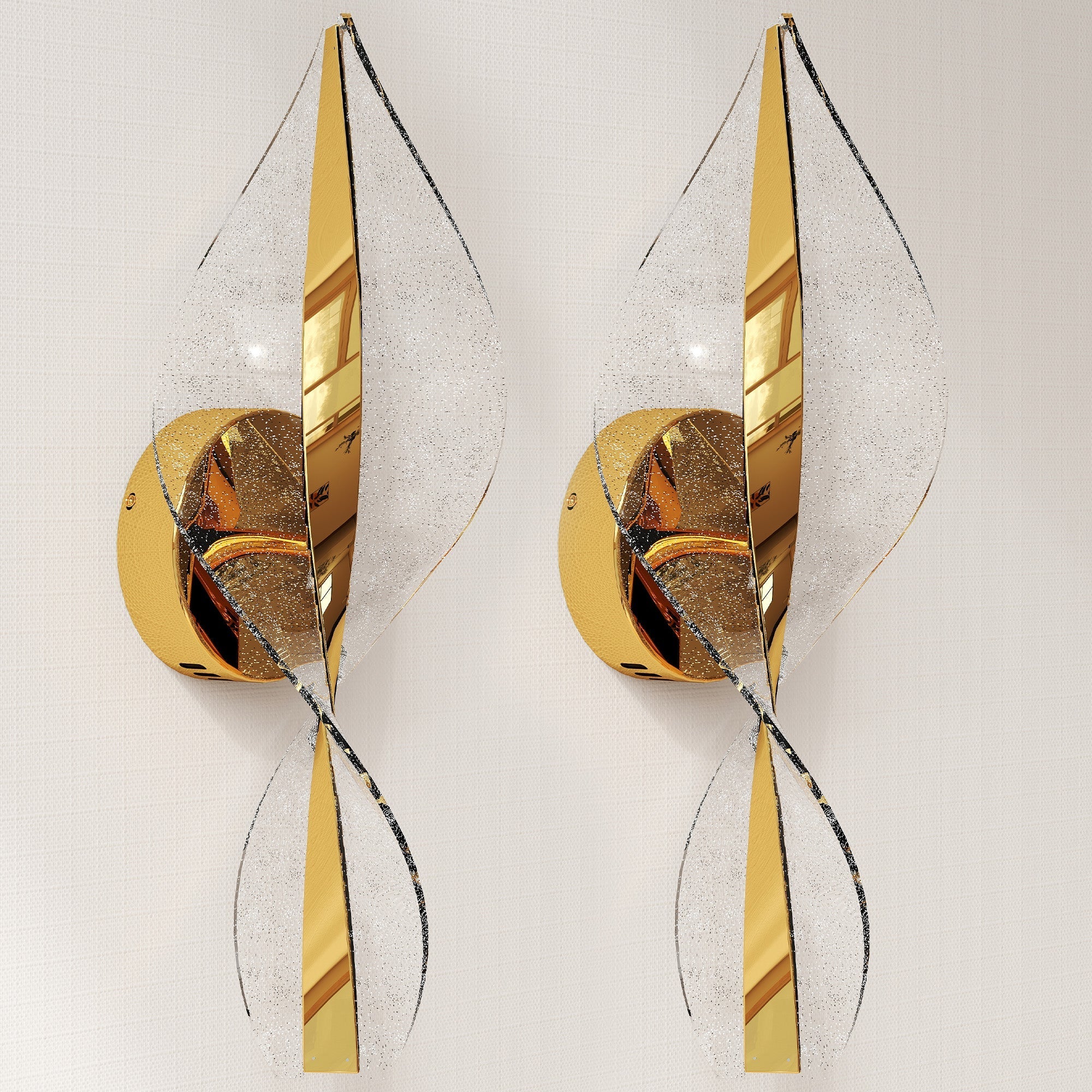 Gold-toned homcom led wall lights with mirrored teardrop glass shades adjustable 3000k 4000k 6500k for living room