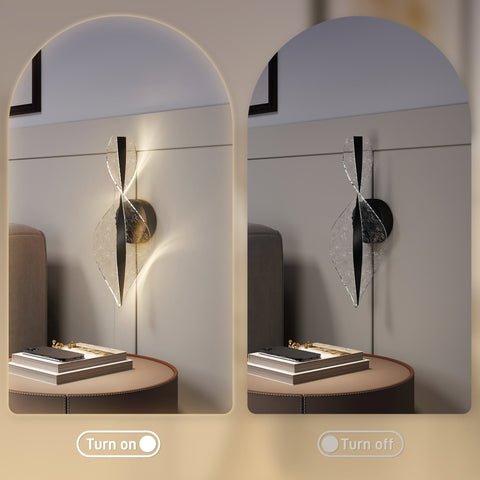 Modern black and clear glass led wall lights with twisted design 3000k 4000k 6500k perfect for living room use