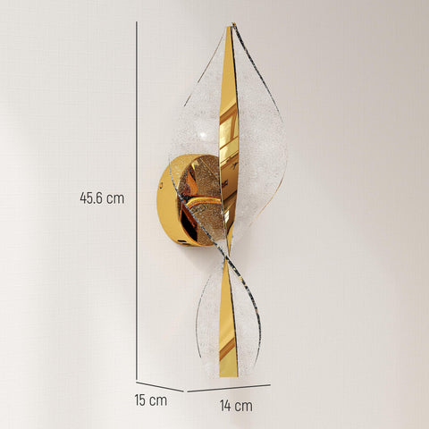 Gold-toned homcom led wall lights with swirling glass design and adjustable 3000k 4000k 6500k for living room