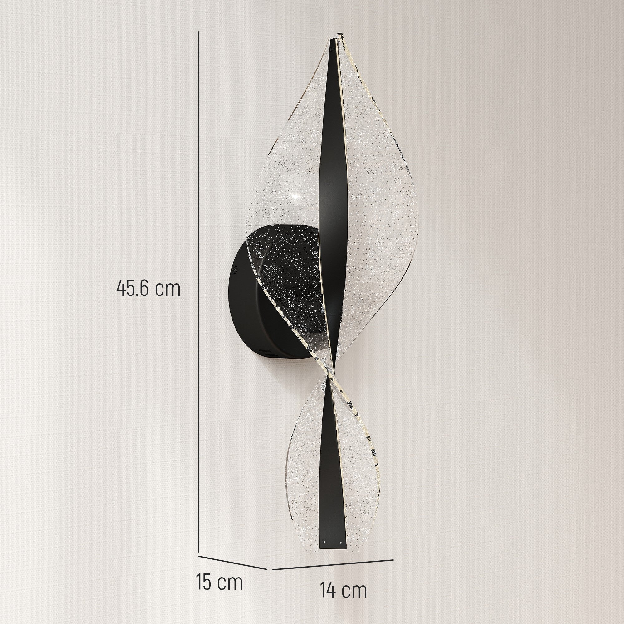 Modern black and clear glass wall lights with twisted design 3000k 4000k 6500k for living room and hallway
