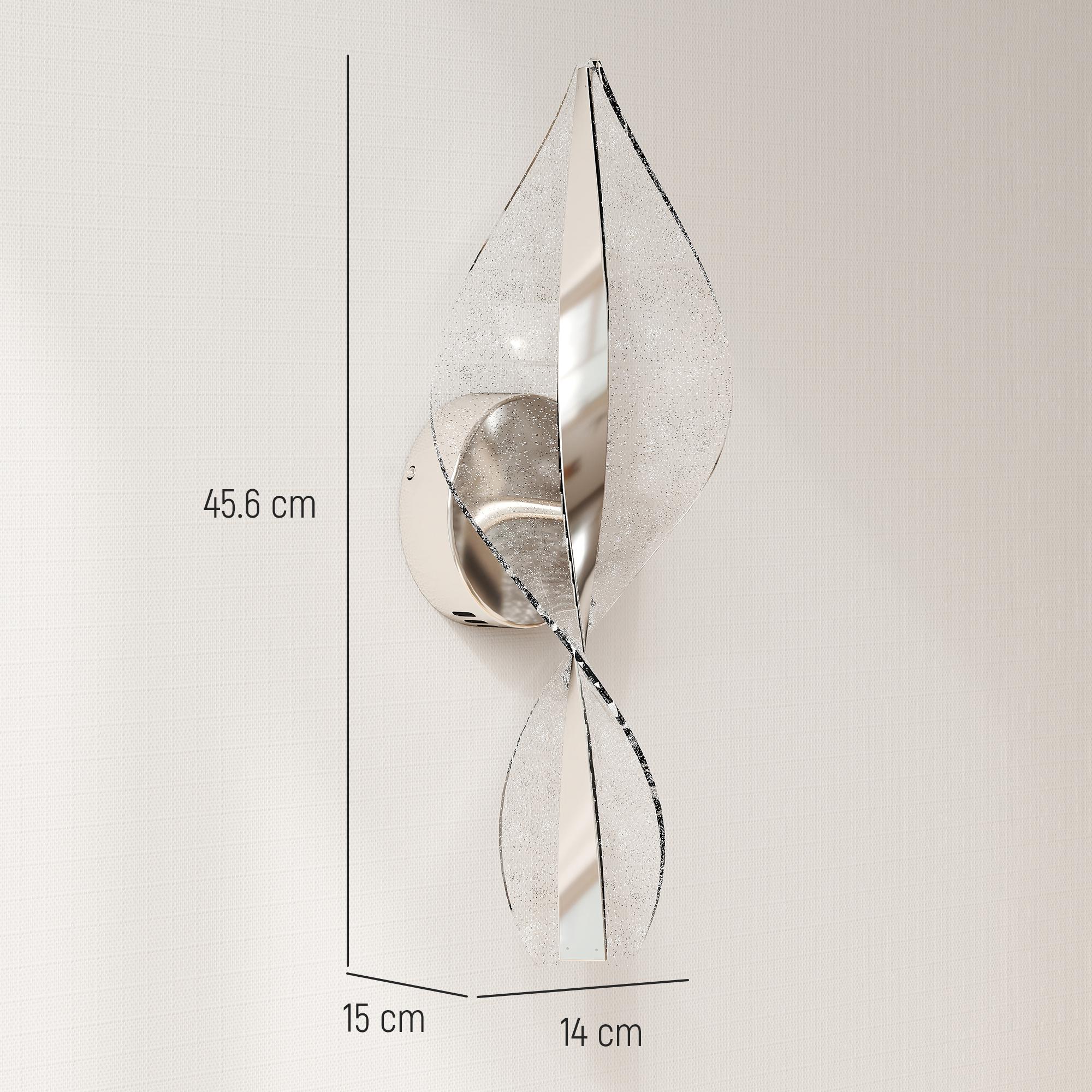 Silver leaf-shaped homcom led wall lights with textured glass and adjustable 3000k 4000k 6500k for living room use