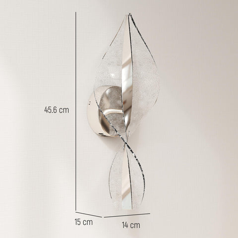 Silver leaf-shaped homcom led wall lights with textured glass and adjustable 3000k 4000k 6500k for living room use