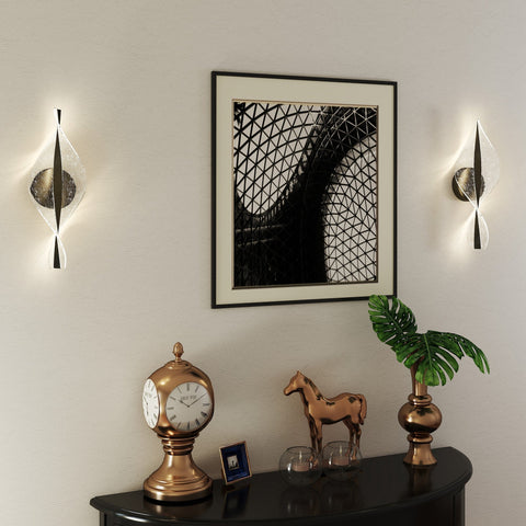 Modern geometric black wall lights with translucent acrylic and metallic accents for living room 3000k 4000k 6500k