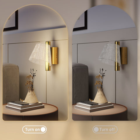 Gold-toned homcom led wall lamp with textured fabric shade adjustable 3000k 4000k 6500k for indoor use