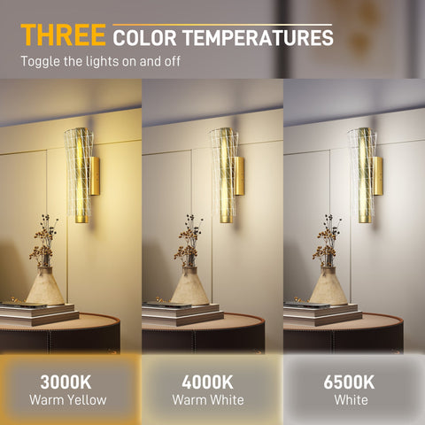 Gold-toned homcom led wall lamp with geometric mesh design and adjustable color temperature for living room lighting