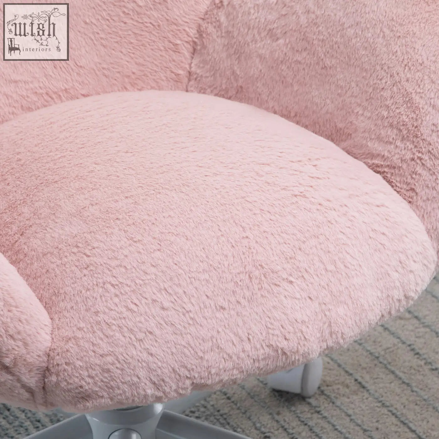 Pink fluffy desk chair cover with soft textured surface for homcom makeup vanity or home office use