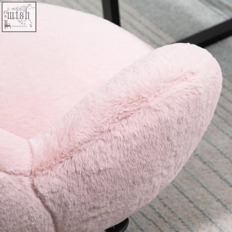 Pink plush armrest of homcom fluffy desk chair perfect for home office or bedroom vanity setup