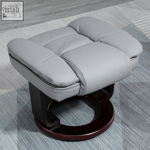 Gray upholstered footrest with swivel wood base and manual recliner feature from homcom leisure lounge chair set