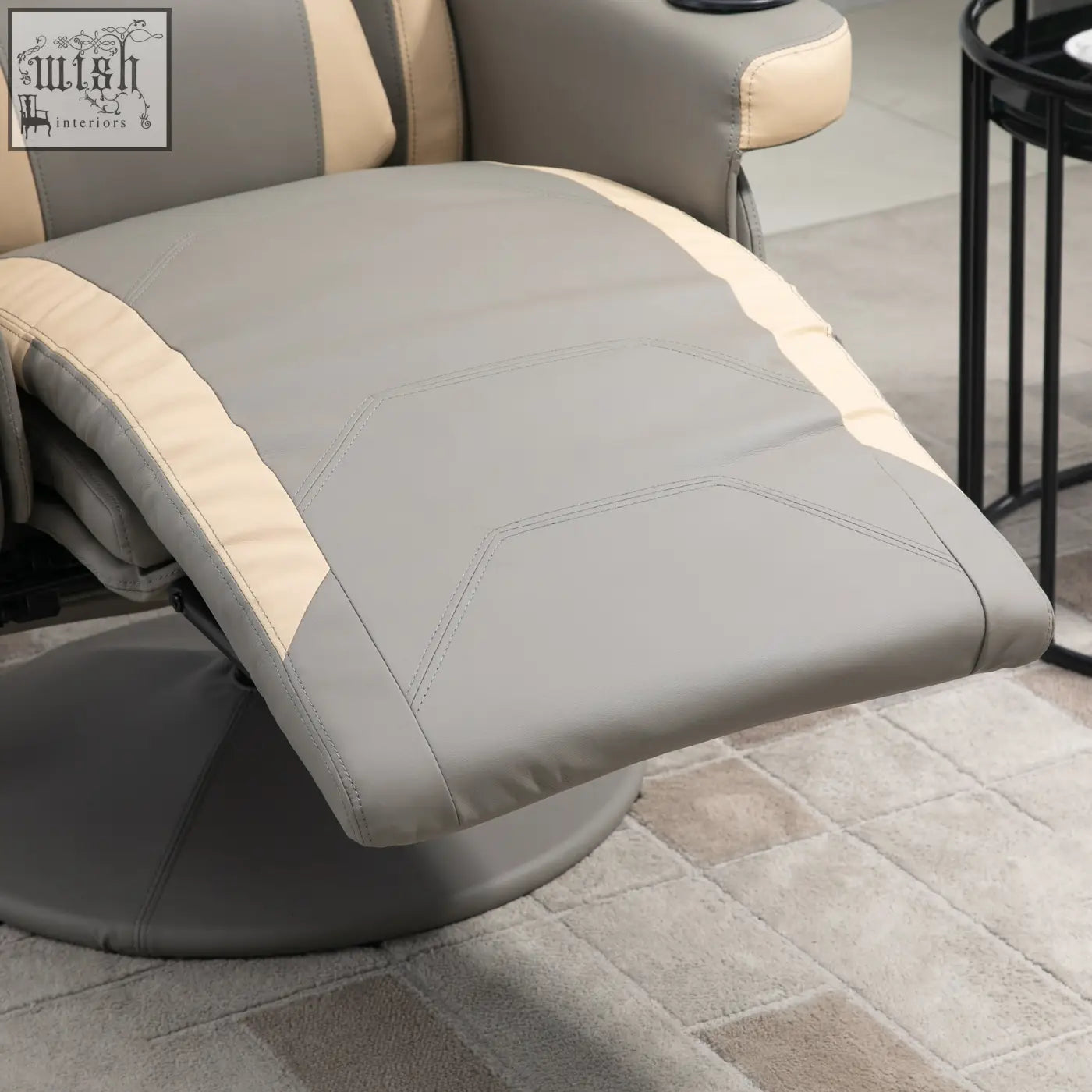 Grey and beige homcom recliner chair with stitched geometric patterns faux leather 135c2b0 reclining function