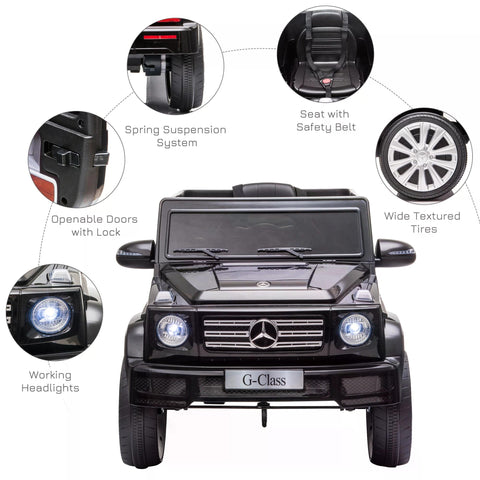 Black kids electric toy mercedes benz g500 ride on car with chrome accents and remote control by homcom