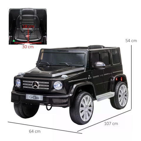 Black mercedes benz g500 12v kids electric ride on car toy with silver alloy wheels and detailed interior by homcom