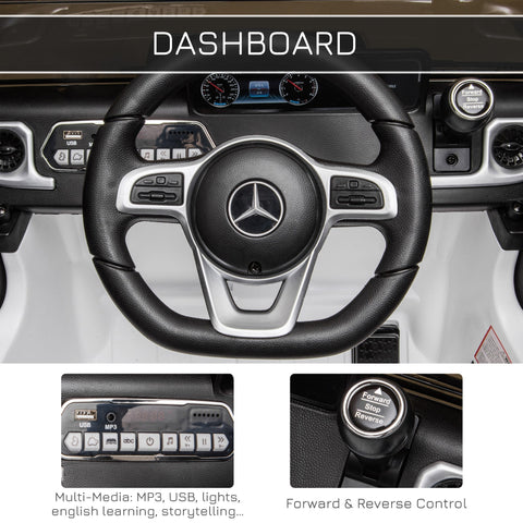 Black and silver steering wheel with mercedes benz logo for homcom mercedes benz g500 kids electric ride on car toy