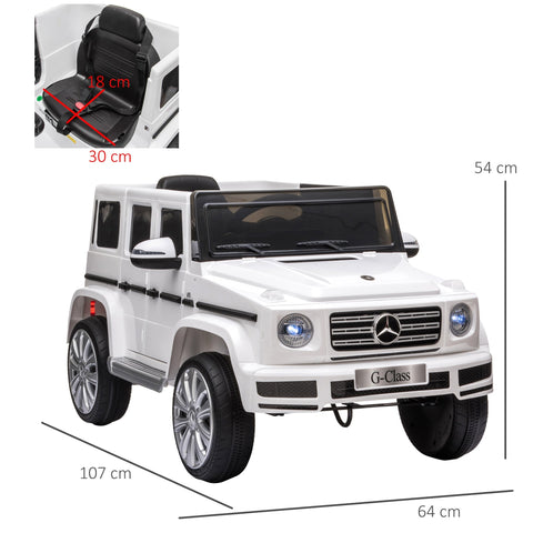 White mercedes benz g500 kids electric ride on car with black interior silver rims parental remote control