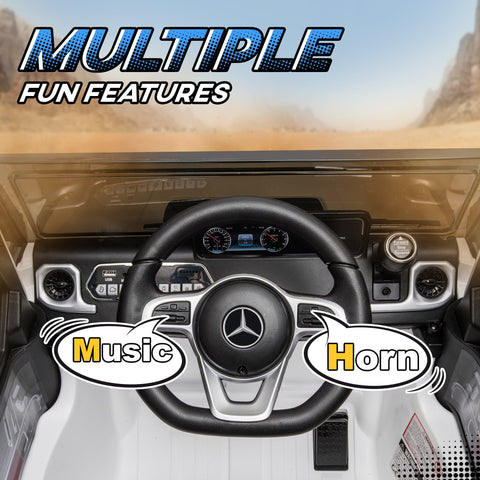 Black and silver steering wheel with mercedes benz logo for homcom mercedes benz g500 kids electric ride on car toy