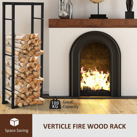 Black metal firewood log holder by HOMCOM with rust-resistant frame and side rails design allows neat wood storage